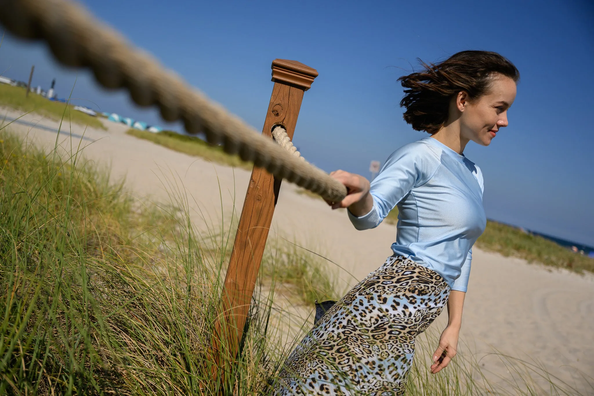 Blue Leopard Non Stretch Sarong Swim Skirt