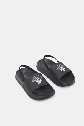 Boys Black Printed Slide