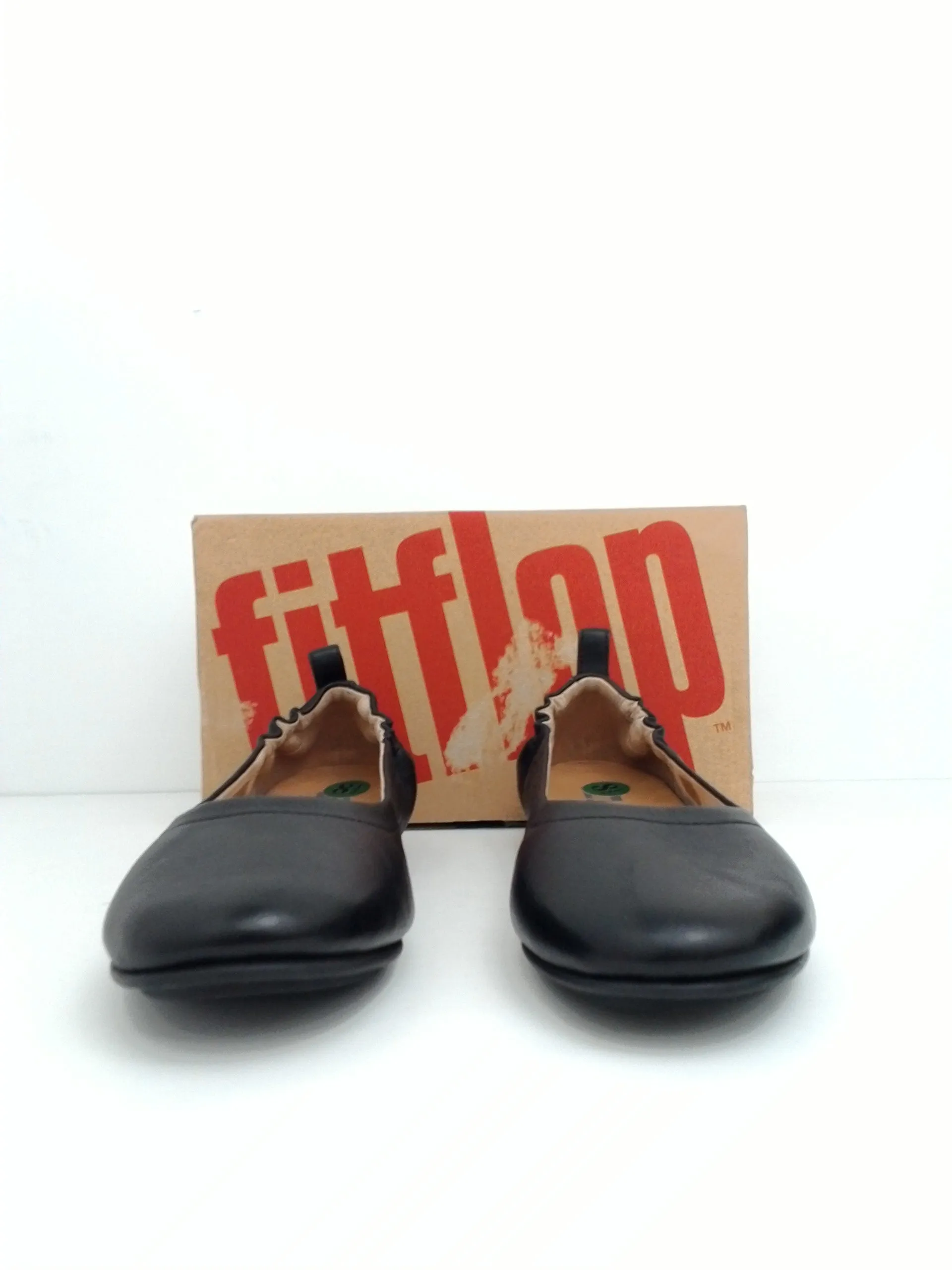 Fitflop Women's Allegro Black Leather Ballerina/Mary Jane size 8.5