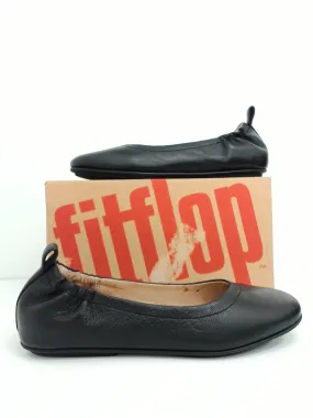 Fitflop Women's Allegro Black Leather Ballerina/Mary Jane size 8.5