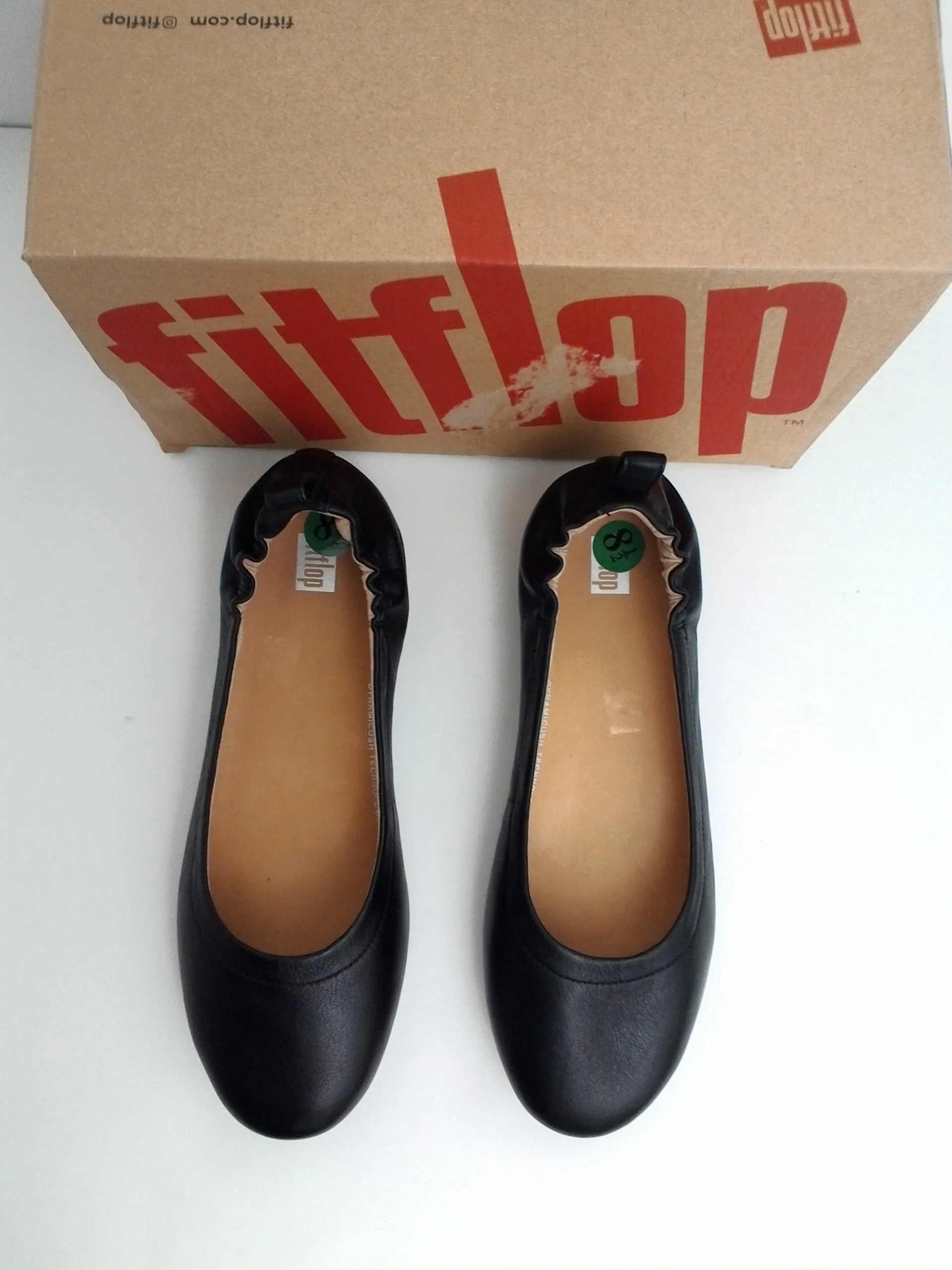 Fitflop Women's Allegro Black Leather Ballerina/Mary Jane size 8.5