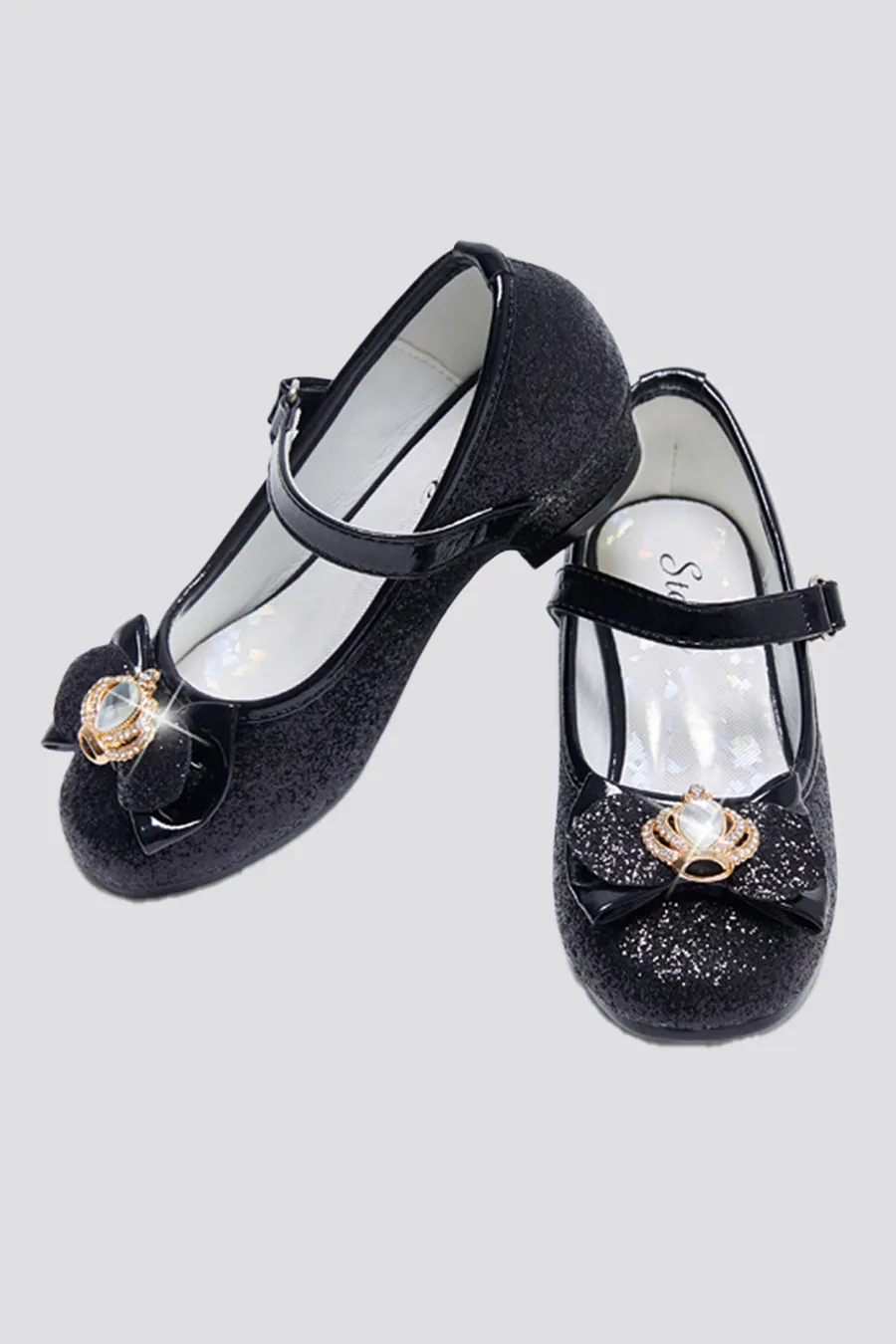 Girls Crown Glitter Mary Jane Dress Shoes