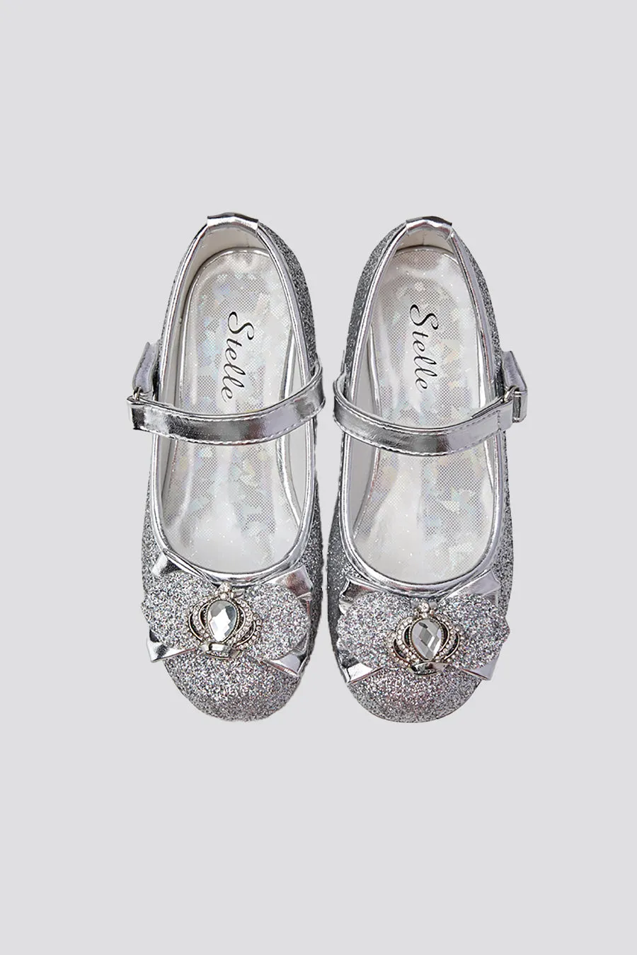 Girls Crown Glitter Mary Jane Dress Shoes