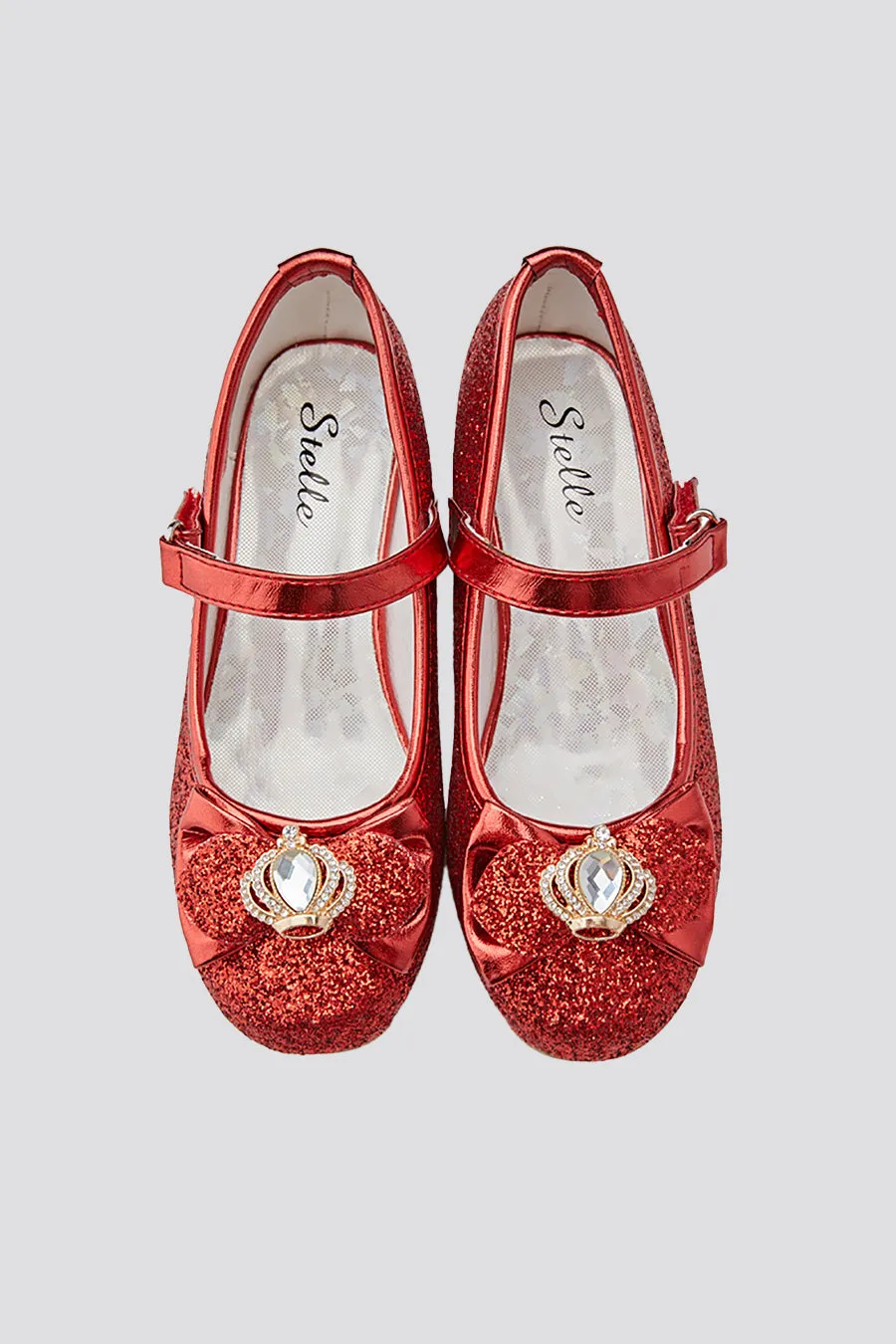 Girls Crown Glitter Mary Jane Dress Shoes