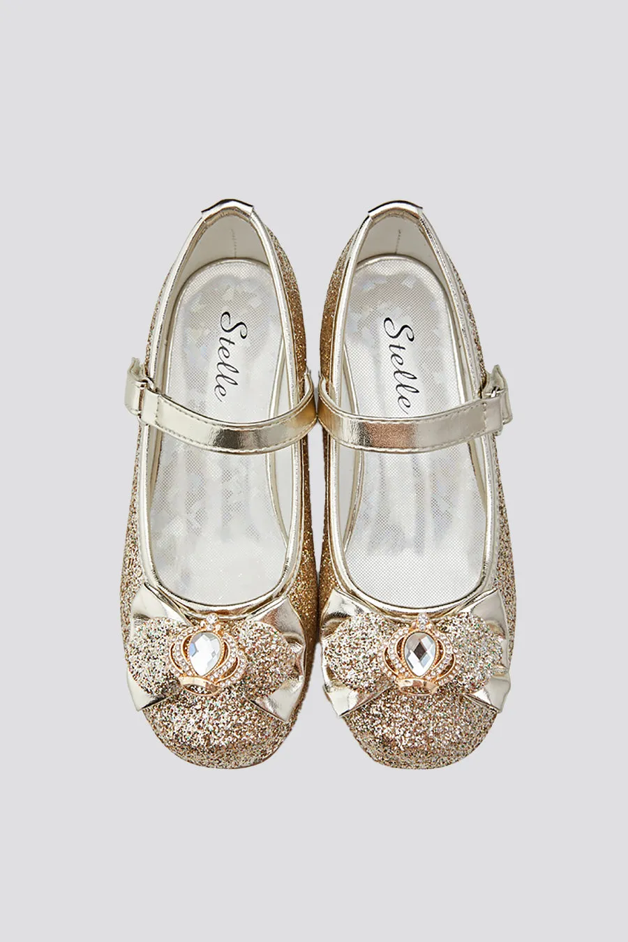 Girls Crown Glitter Mary Jane Dress Shoes