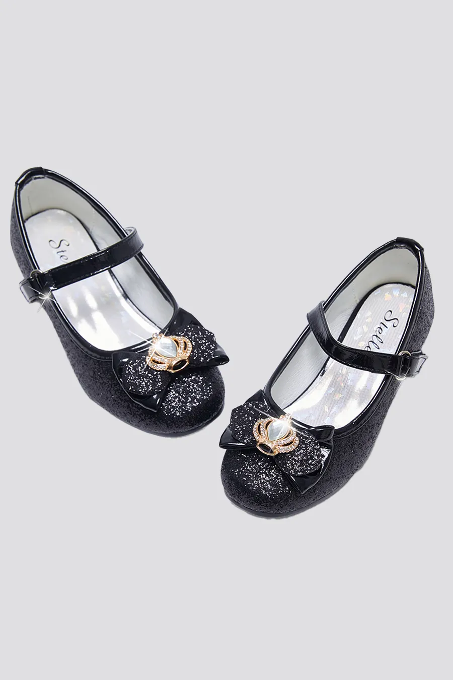 Girls Crown Glitter Mary Jane Dress Shoes