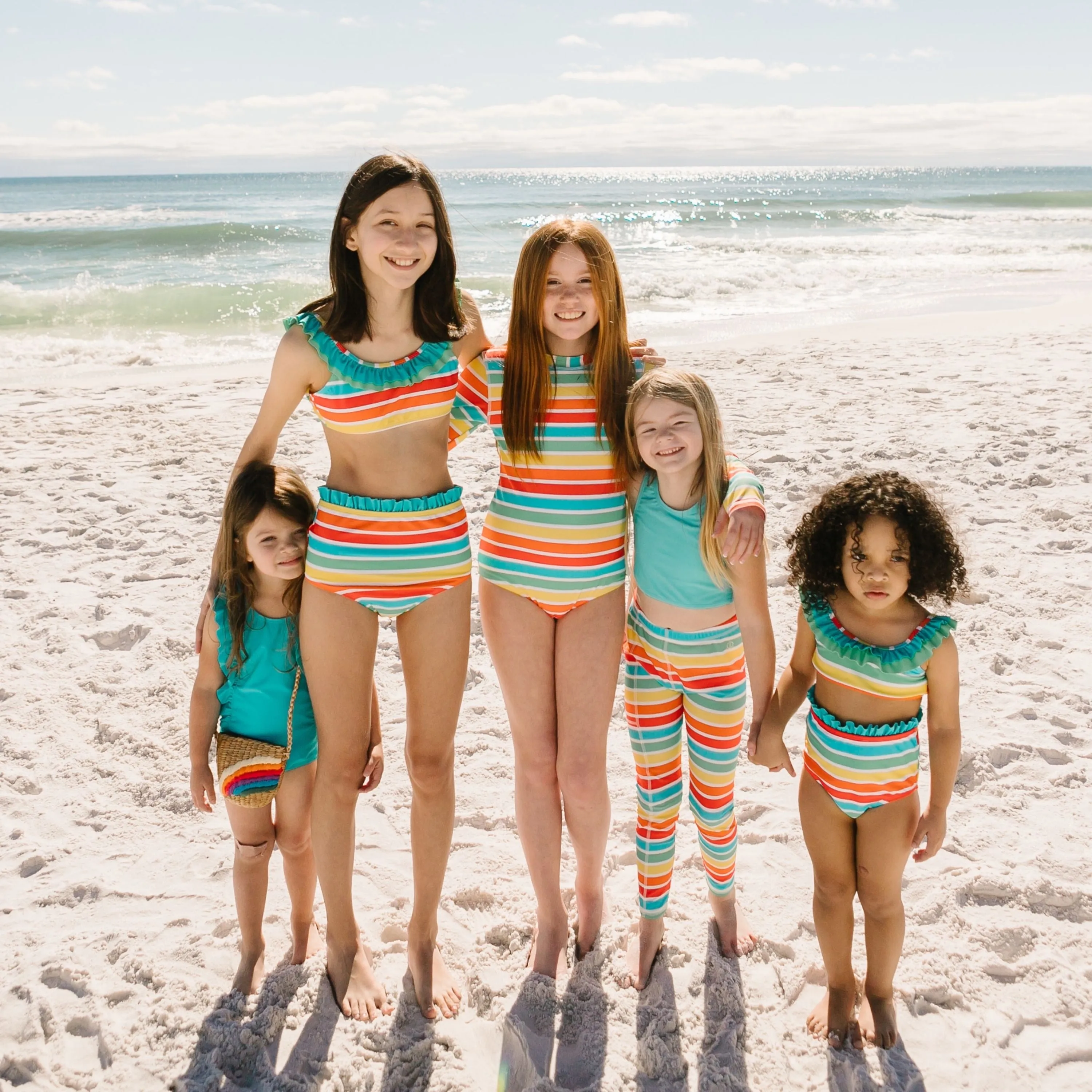 Girls Long Sleeve Surf Suit (One Piece Bodysuit) | "Rainbow"