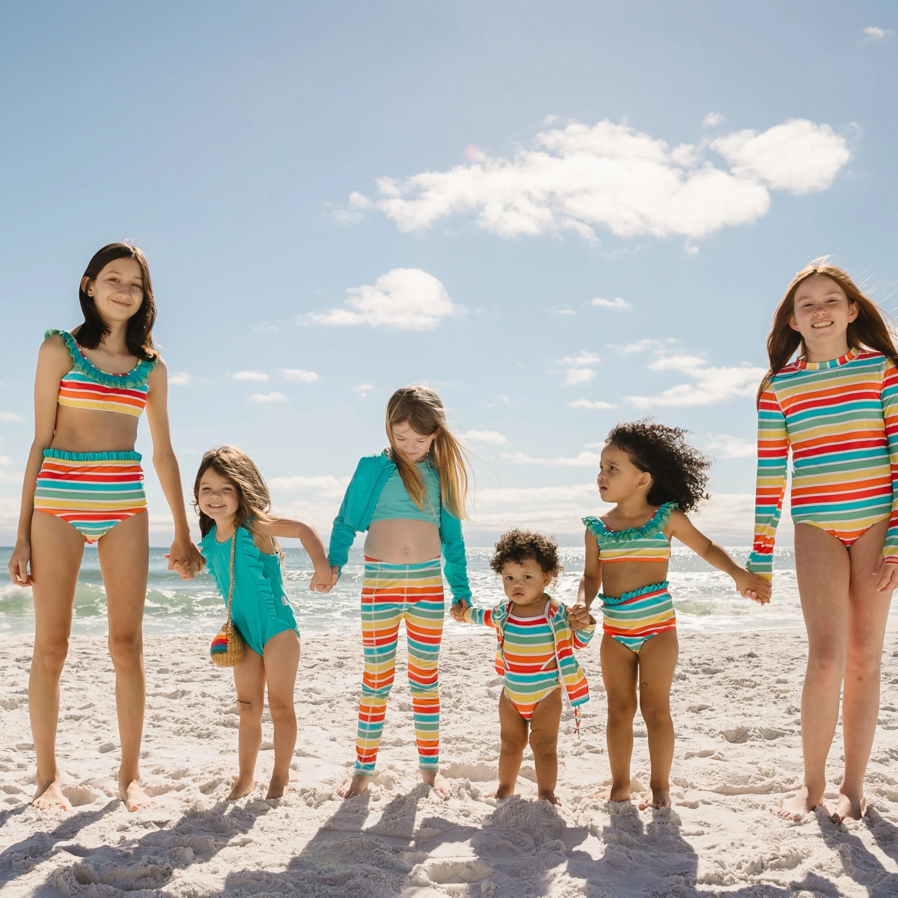 Girls Long Sleeve Surf Suit (One Piece Bodysuit) | "Rainbow"