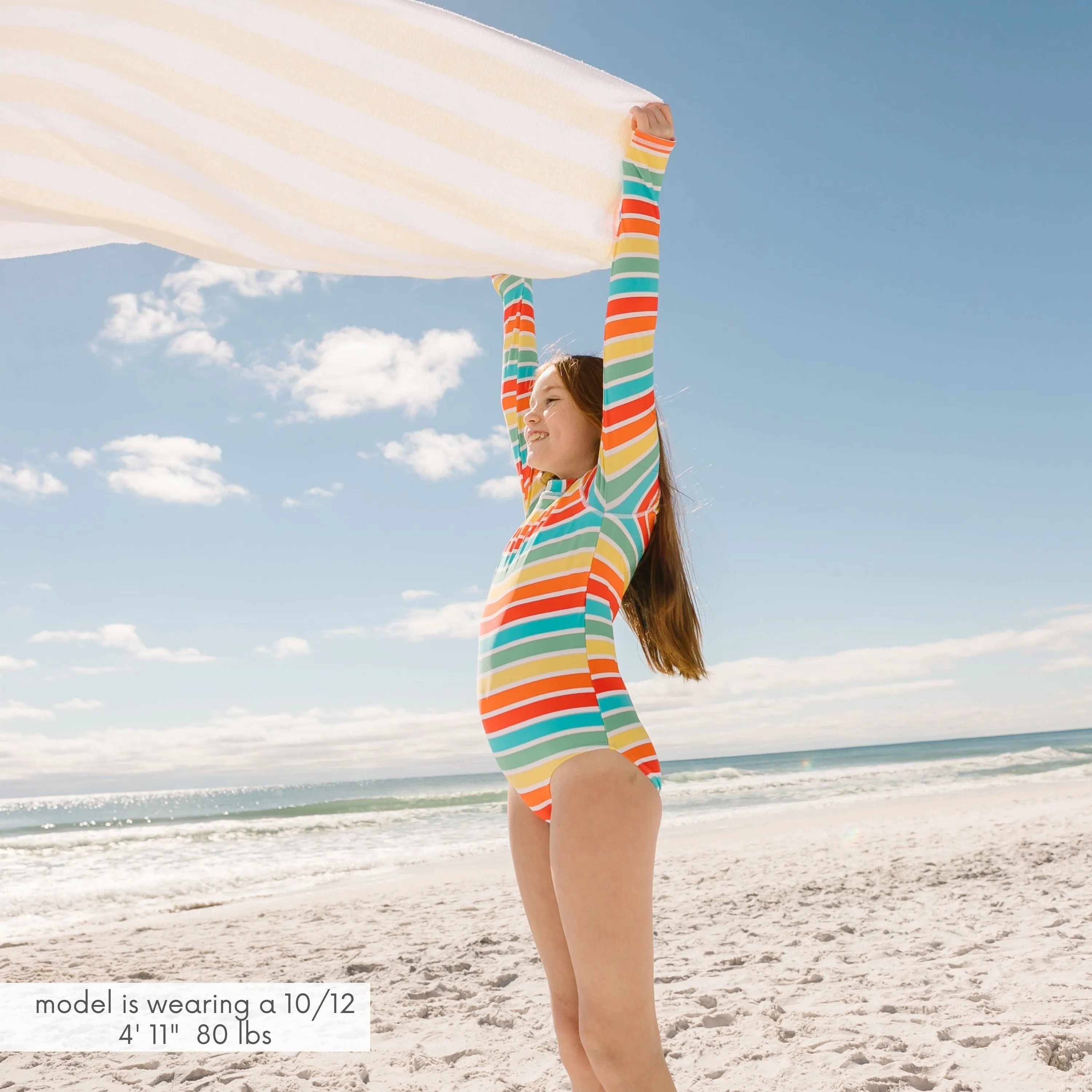 Girls Long Sleeve Surf Suit (One Piece Bodysuit) | "Rainbow"