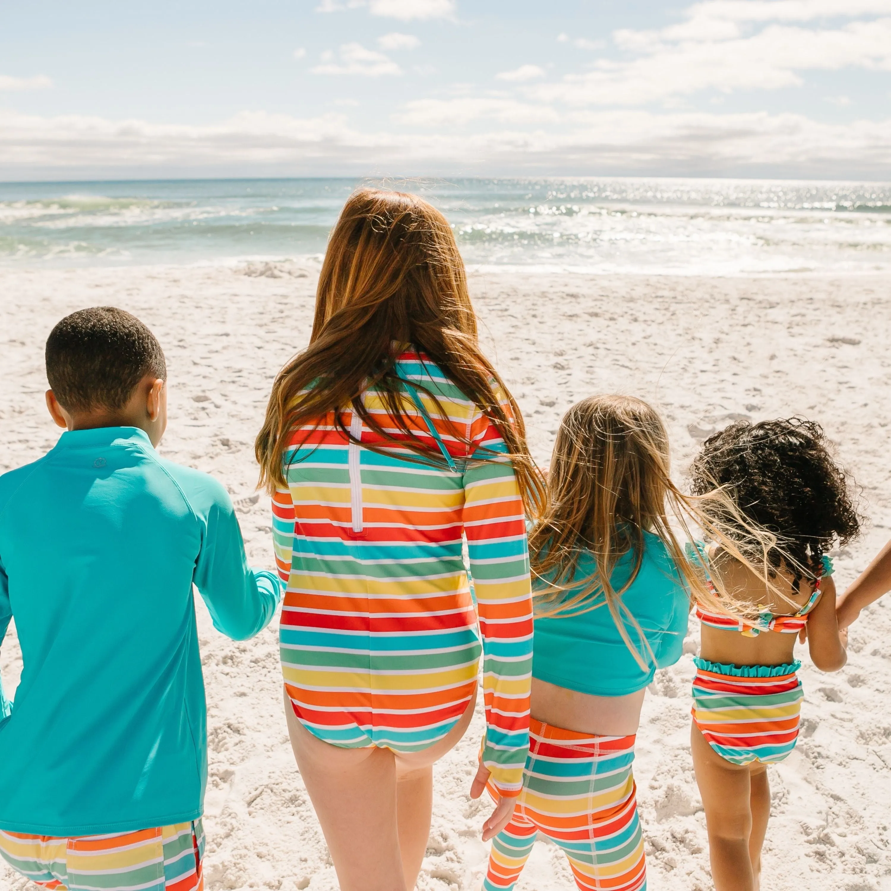 Girls Long Sleeve Surf Suit (One Piece Bodysuit) | "Rainbow"