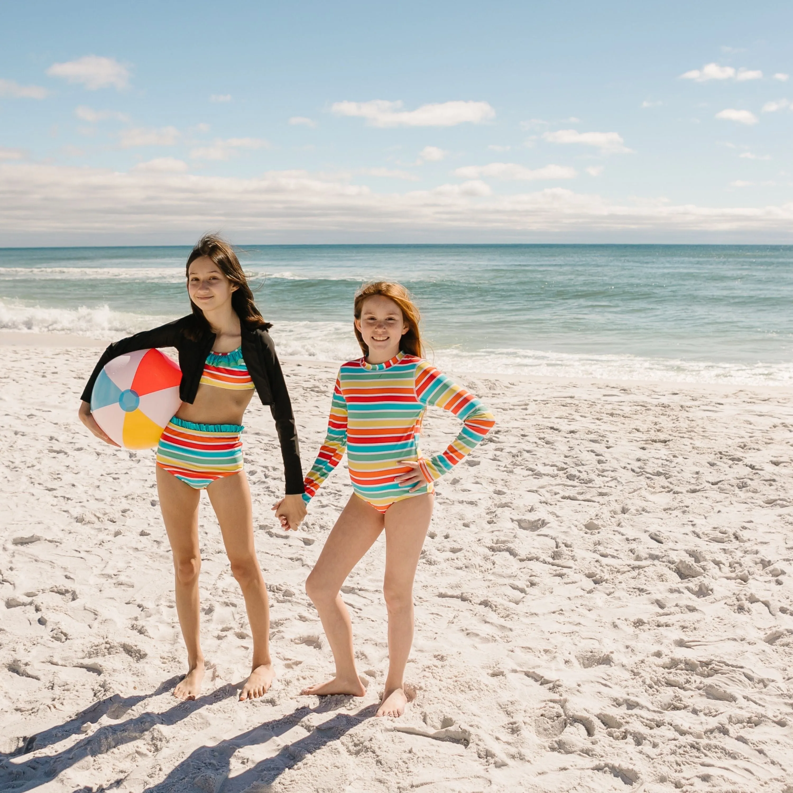 Girls Long Sleeve Surf Suit (One Piece Bodysuit) | "Rainbow"