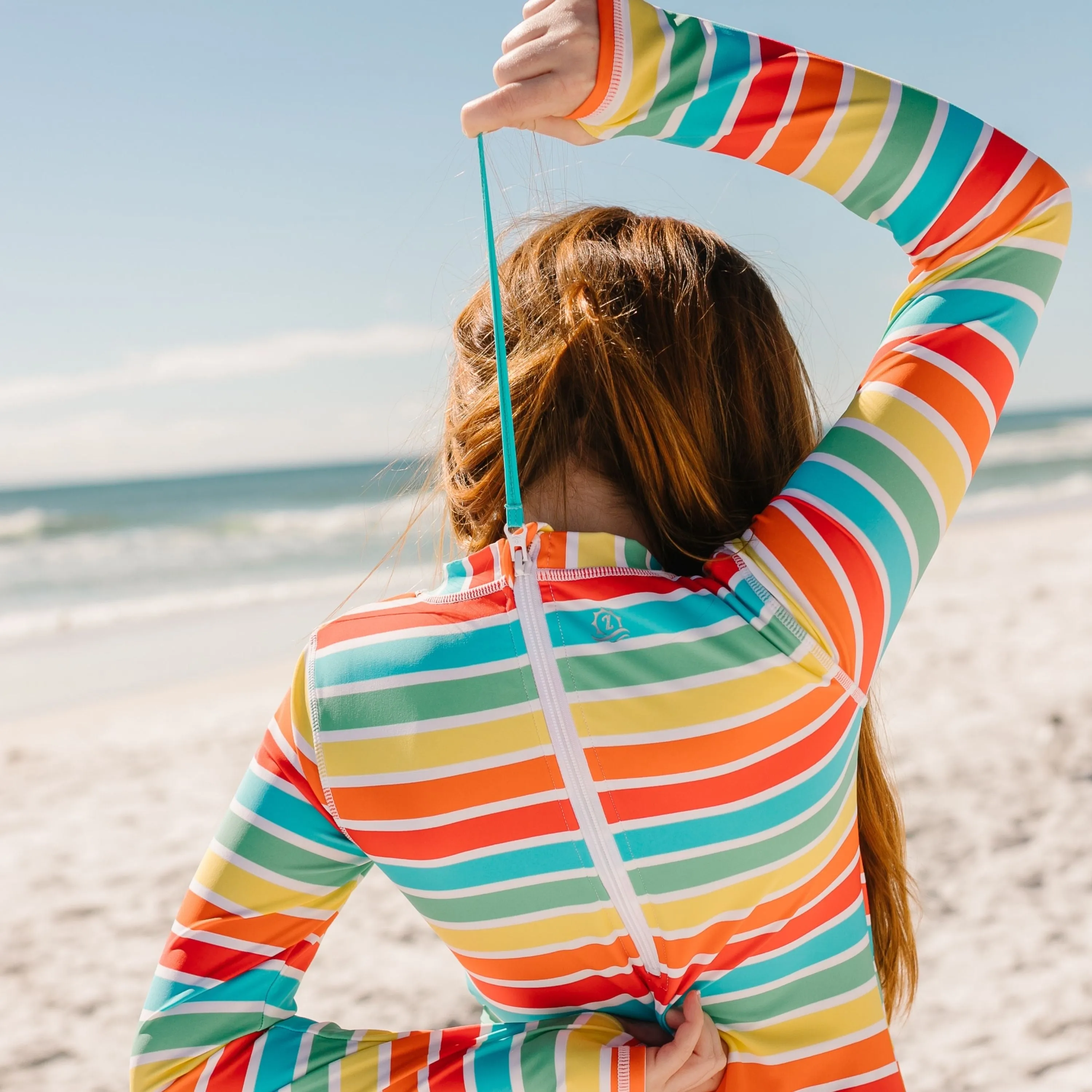 Girls Long Sleeve Surf Suit (One Piece Bodysuit) | "Rainbow"