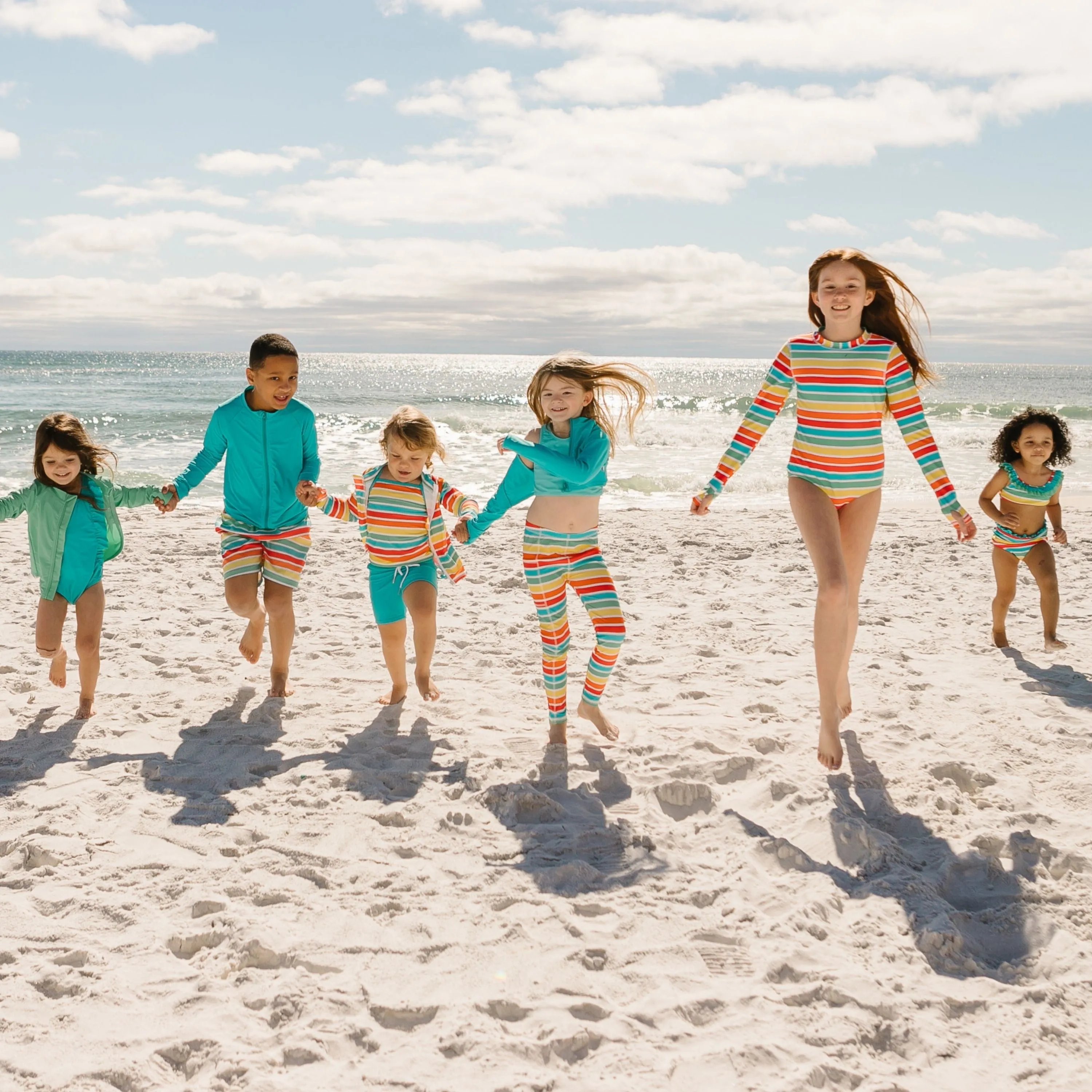 Girls Long Sleeve Surf Suit (One Piece Bodysuit) | "Rainbow"