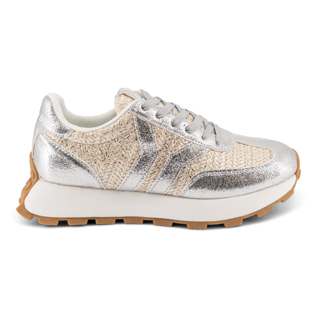 Hope Womens Sneaker in silver with silver wing