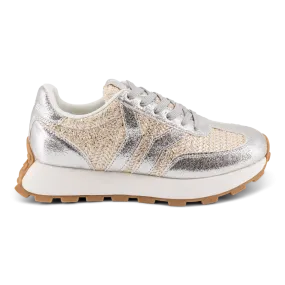 Hope Womens Sneaker in silver with silver wing