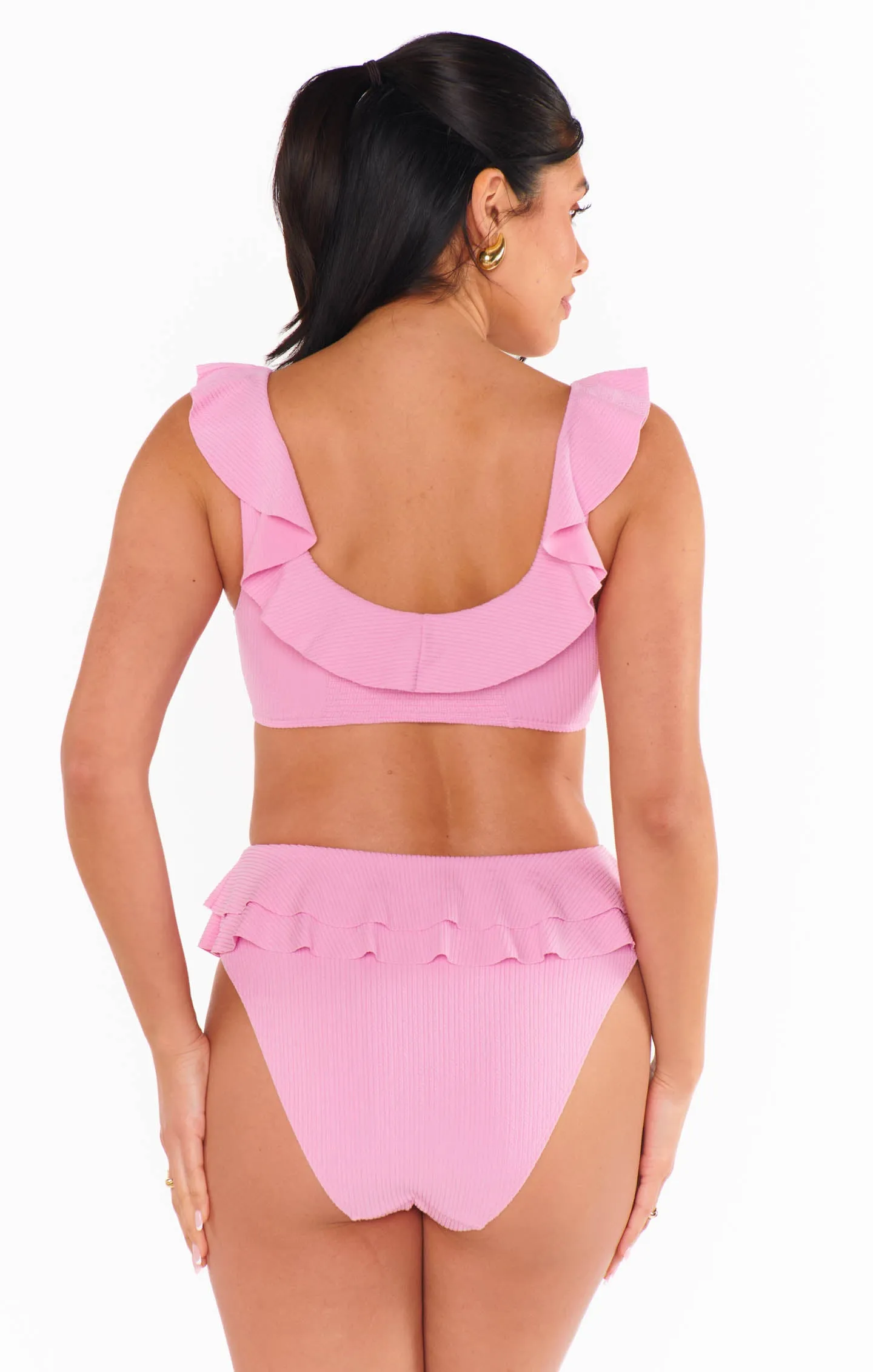 Island Double Ruffle Bottom ~ Pink Sands Rib Scrunch