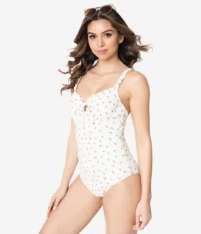 Ivory Floral One Piece Swimsuit