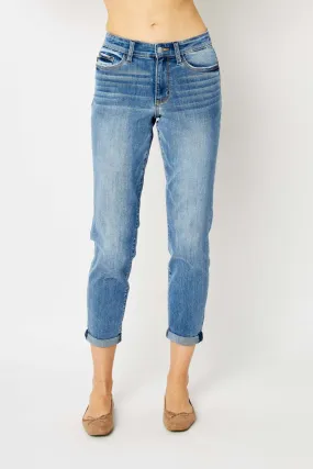 Just BE. Judy Blue Cuffed Hem Low Waist Slim Jeans