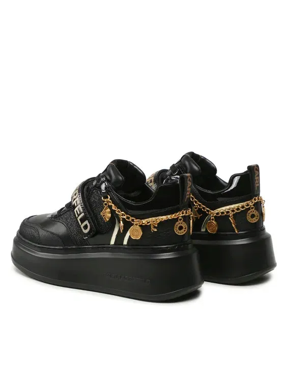 KARL LAGERFELD ANAKAPRI KARL CHARMS LO LACE TRAINERS IN BLACK