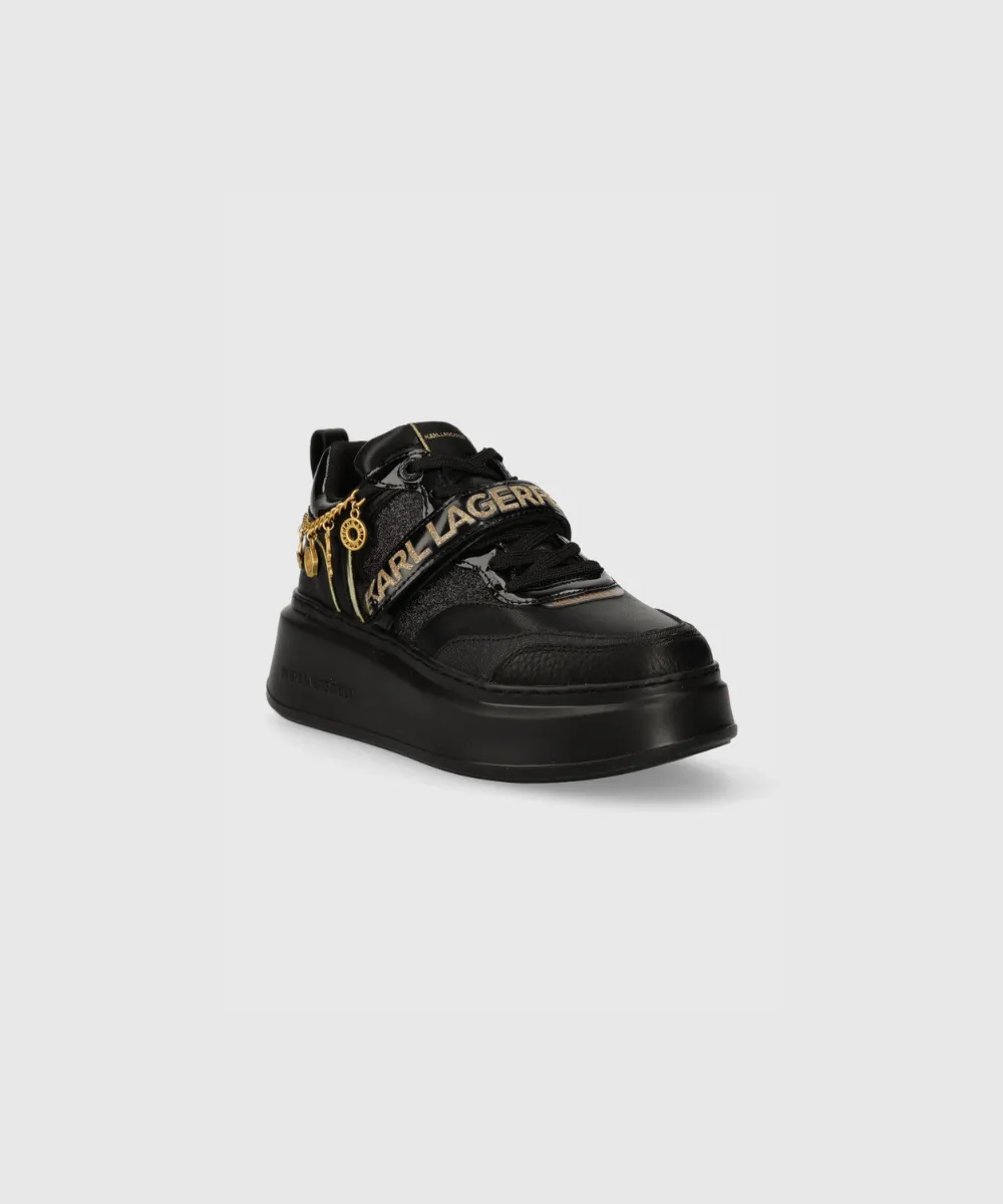 KARL LAGERFELD ANAKAPRI KARL CHARMS LO LACE TRAINERS IN BLACK