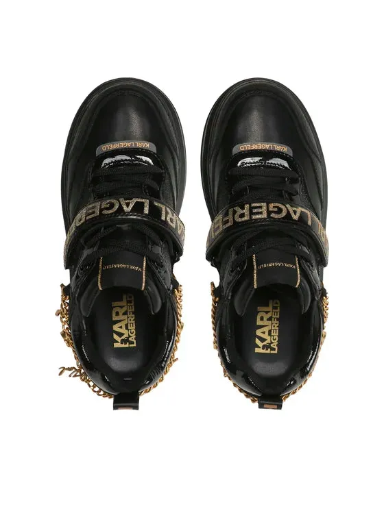 KARL LAGERFELD ANAKAPRI KARL CHARMS LO LACE TRAINERS IN BLACK