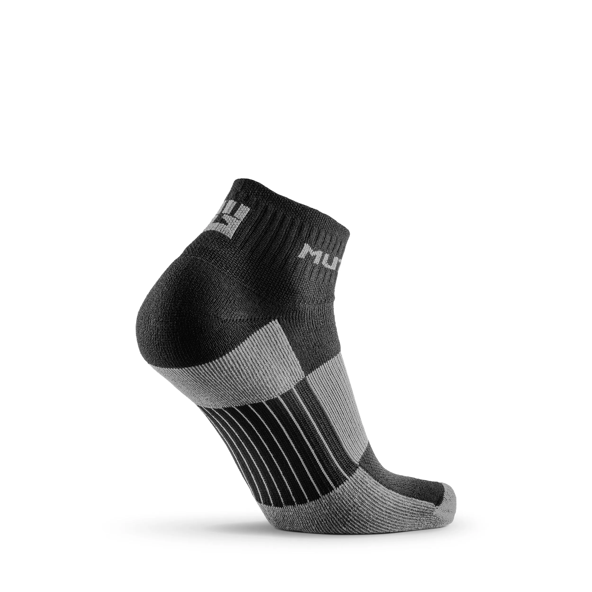 MudGear Quarter (¼) Crew Socks - Black/Gray (2 pair pack)