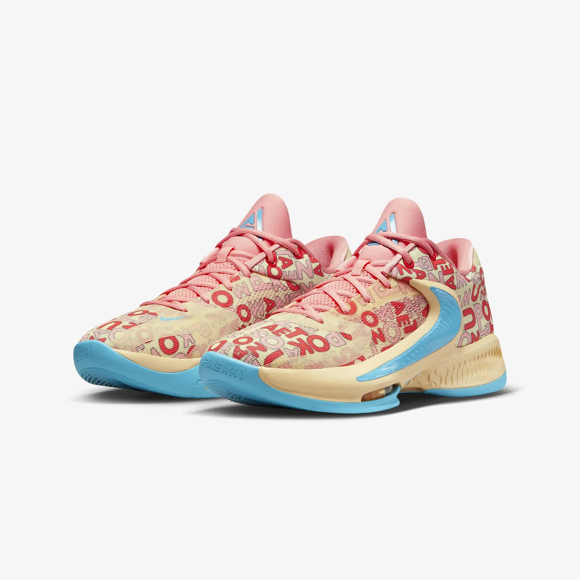 Nike | ZOOM FREAK 4  { PALE VANILLA/BLUE LIGHTNING-CORAL CHALK