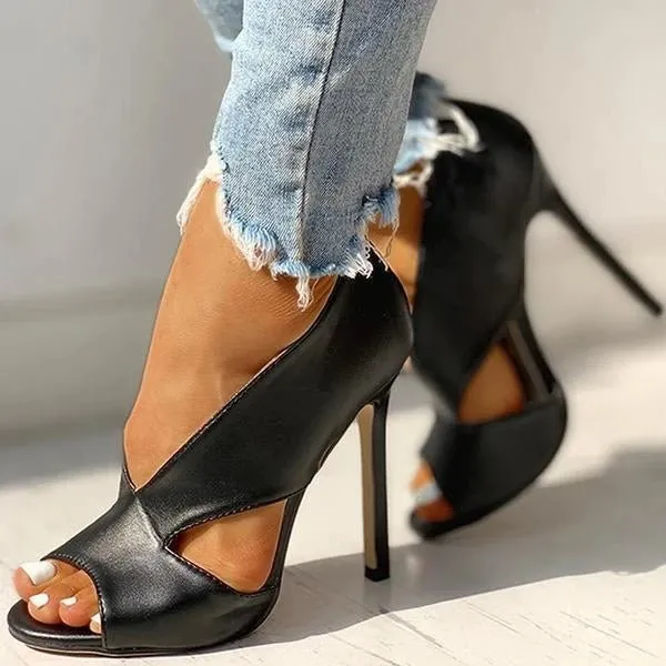 Open-Toe Cutout Stiletto Heels