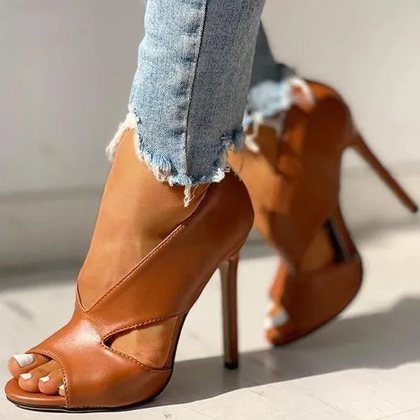 Open-Toe Cutout Stiletto Heels