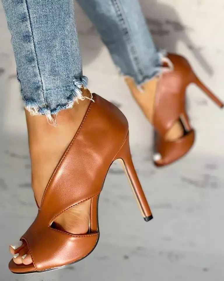 Open-Toe Cutout Stiletto Heels