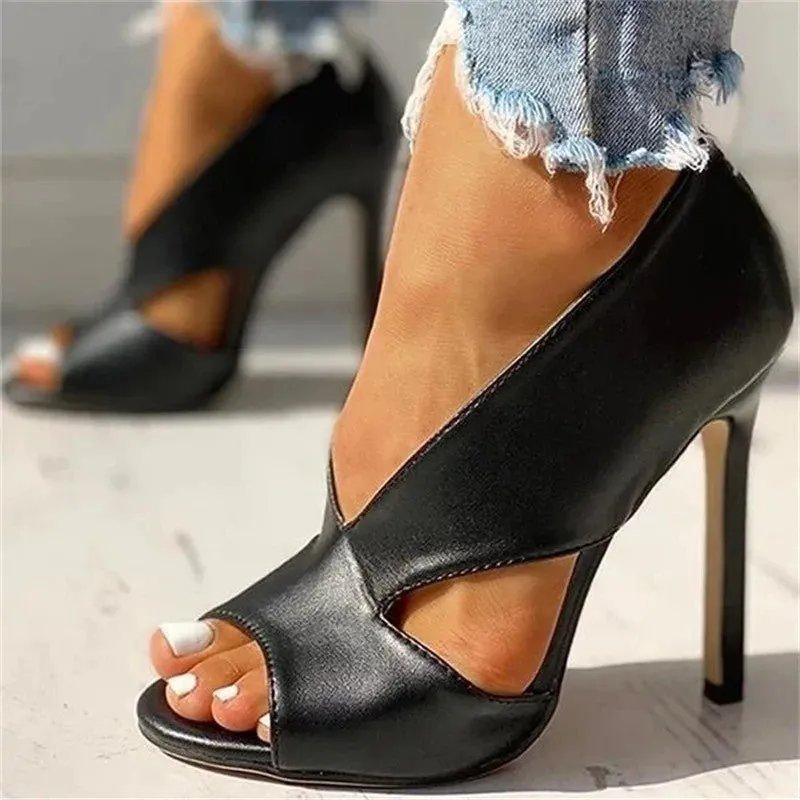 Open-Toe Cutout Stiletto Heels