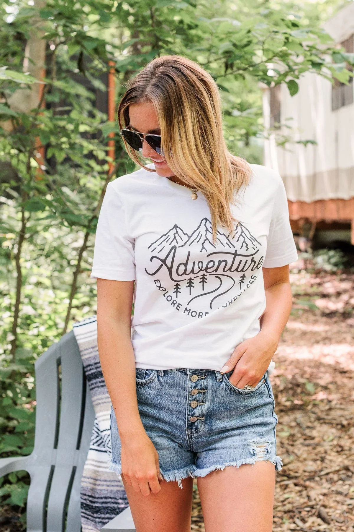 "Adventure Explore More" Graphic Tee- Ivory