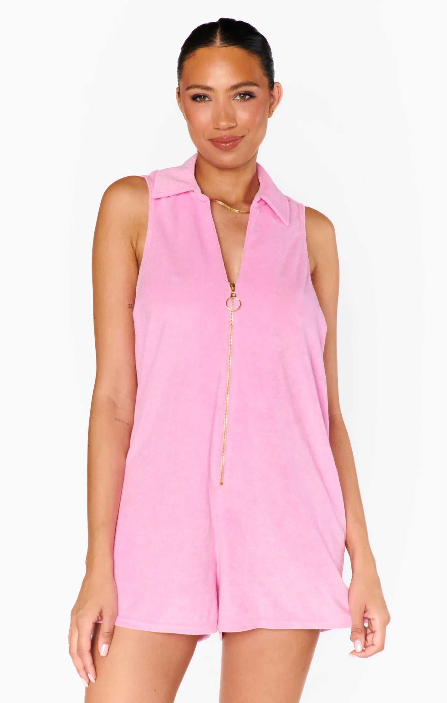 Reno Romper ~ Bubblegum Pink Terry