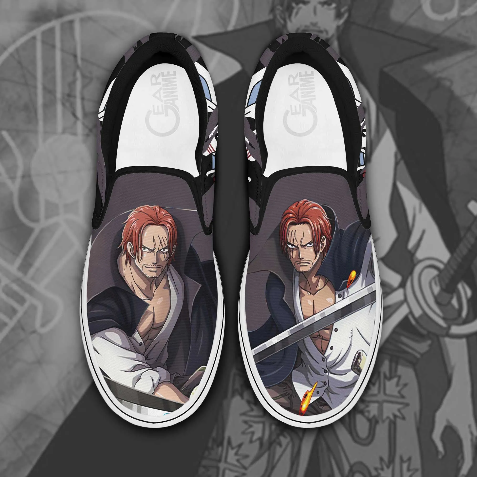 Shank Red Hair Slip On Sneakers OP Custom Anime Shoes