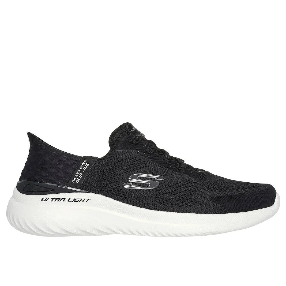 Skechers 232459 Bounder 2.0 - Emerged Mens Black White Textile Vegan Lace Up Trainers