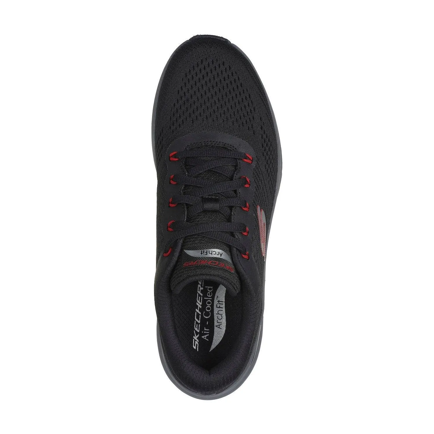 Skechers 232700 Arch Fit 2.0 Mens Black & Red Textile Vegan Lace Up Trainers