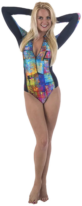 SlipIns Sun Protective Swimsuit Pixelated