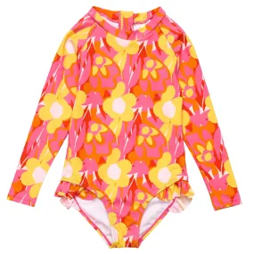 Snapper Rock Pop Of Sunshine Long Sleeve Surf Suit G60042L - Red