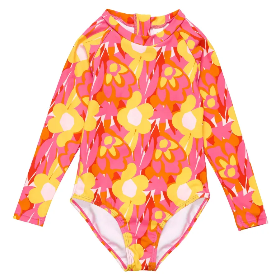 Snapper Rock Pop Of Sunshine Long Sleeve Surf Suit G60042L - Red