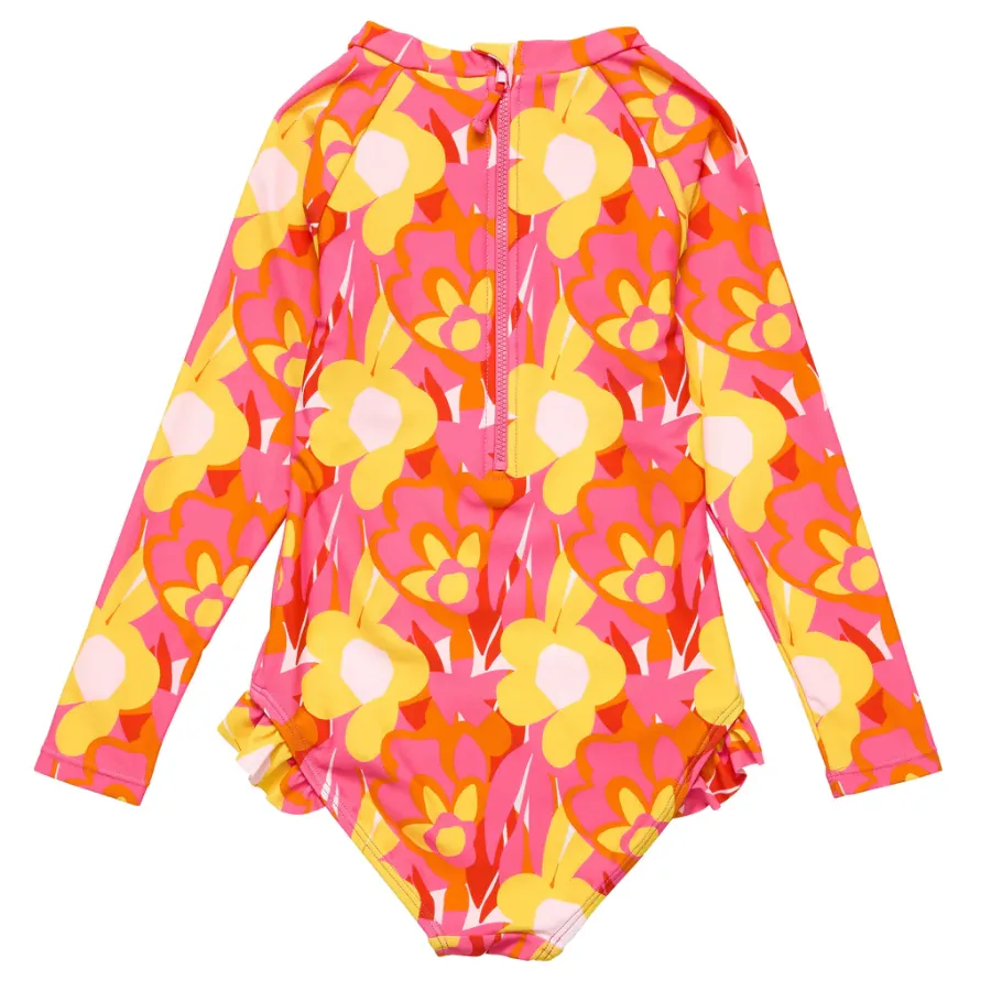 Snapper Rock Pop Of Sunshine Long Sleeve Surf Suit G60042L - Red