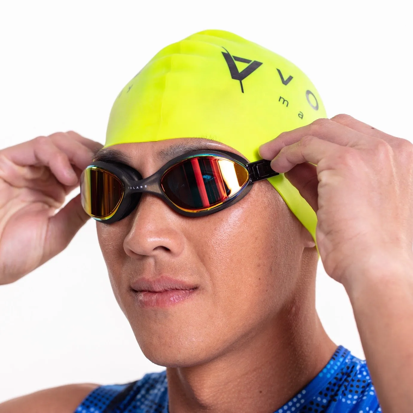 Volare Noosa Swim Goggles Black Gold Mirror Lens