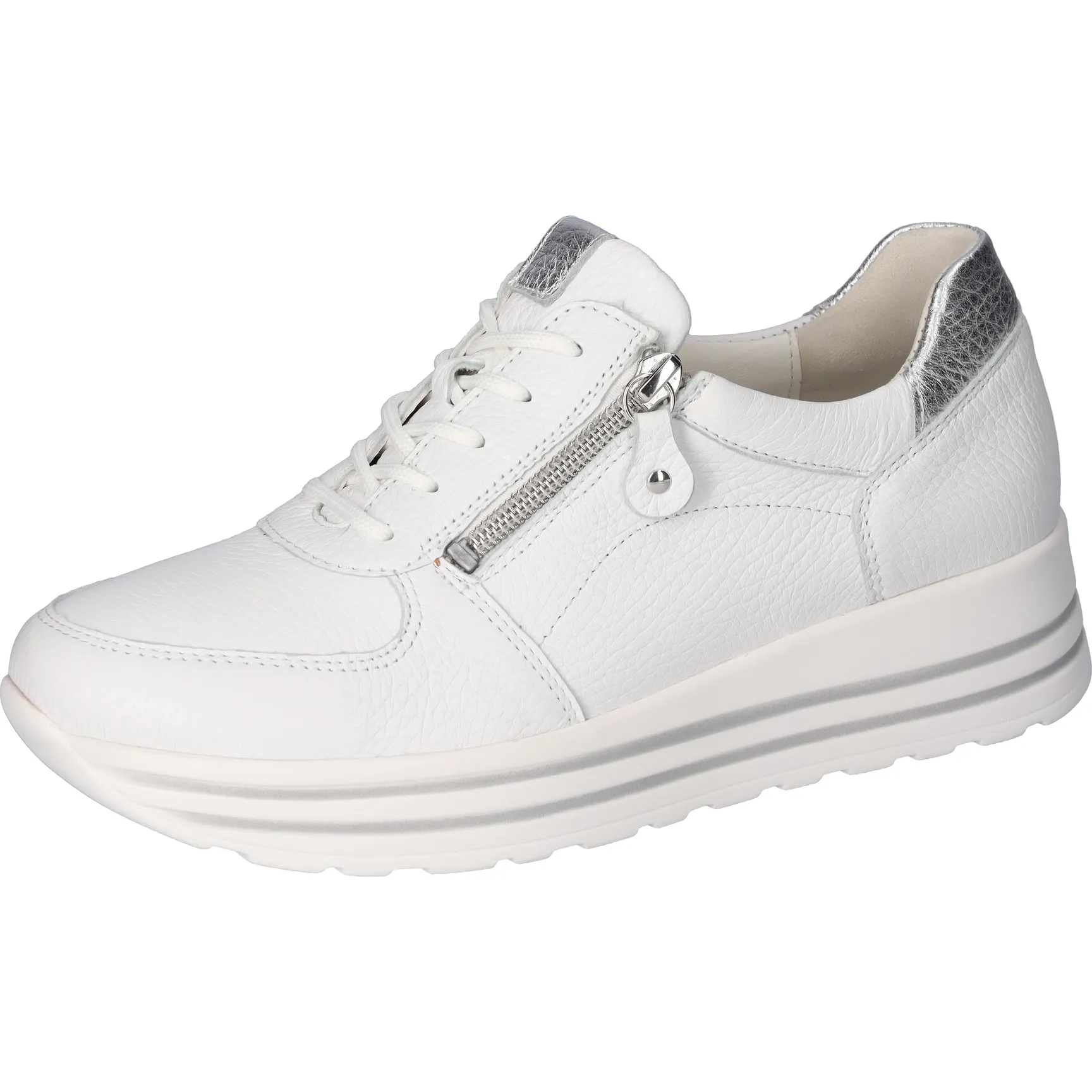 Waldlaufer H-Lana Womens Trainer - White/Silver