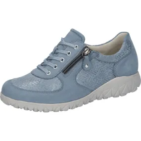 Waldlaufer H89001 227 263 Havy Soft Ladies Denim Blue Nubuck Arch Support Slip On Shoes